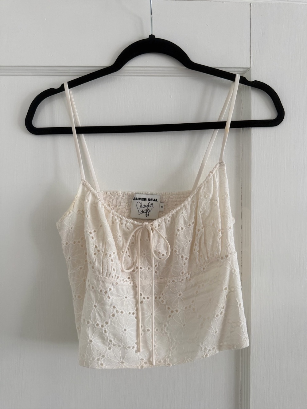 Realisation par x Claudia Schiffer white eyelet top